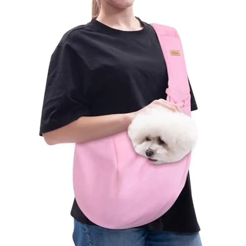 Cuby Dog and Cat Sling Carrier, Reversible Soft Pouch, Adjustable, Pink | Suitable for Small Pets thumbnail 2