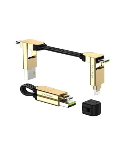 Rolling Square inCharge X Multi Charging Cable 6ft (1.83m) Saturn Gold | 100W Fast Charging, USB-C, Lightning, Micro USB thumbnail 1