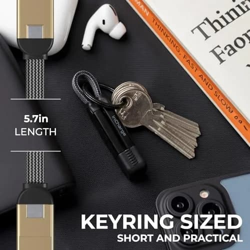 Rolling Square inCharge X Multi Charging Cable 6ft (1.83m) Saturn Gold | 100W Fast Charging, USB-C, Lightning, Micro USB thumbnail 4