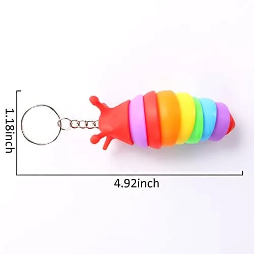 MEIEST 6 PCS Mini Fidget Slug Keychains | 3D Articulated Caterpillar Stress Toys thumbnail 7