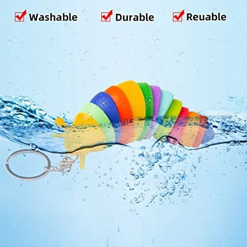 MEIEST 6 PCS Mini Fidget Slug Keychains | 3D Articulated Caterpillar Stress Toys thumbnail 3