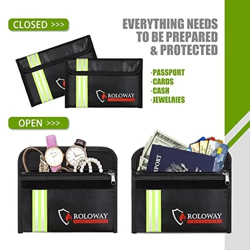 ROLOWAY Small Fireproof Bag 5 x 8 inches | Water & Fire Resistant with Reflective Strip thumbnail 5