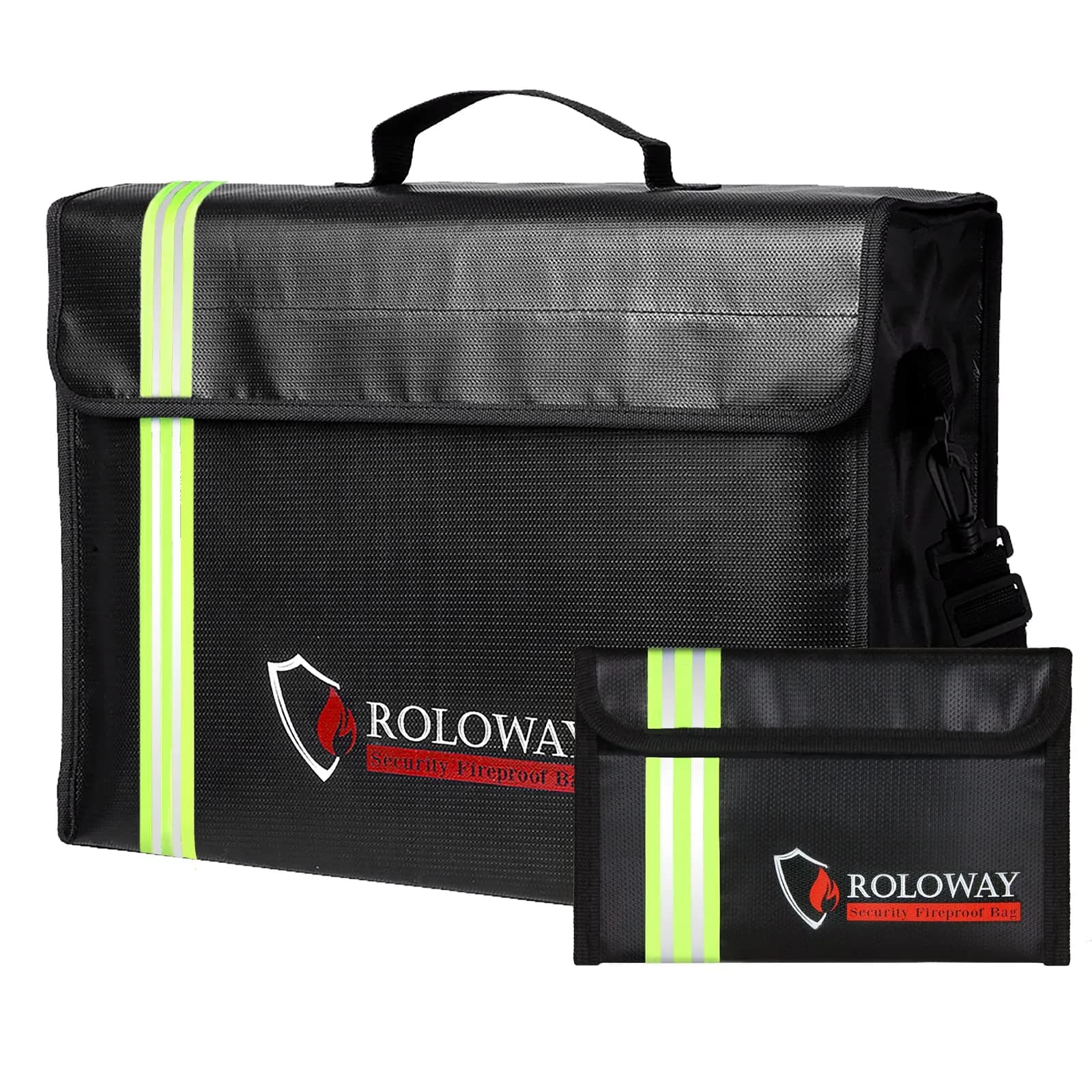 ROLOWAY Large Fireproof Document Bag 43cm (17 x 12 x 5.8 inches) | Water Resistant with Reflective Strip - main product image