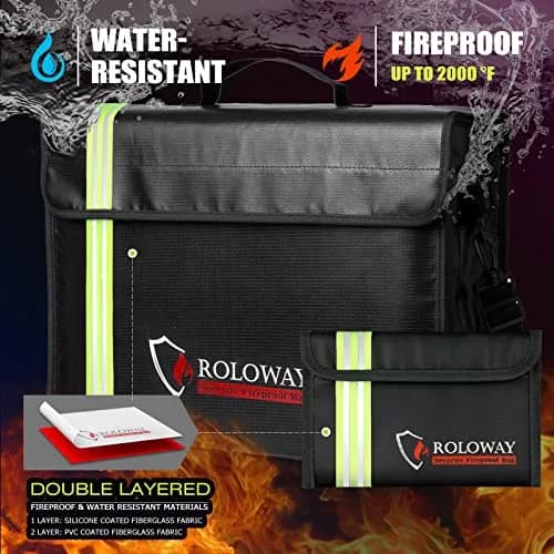 ROLOWAY Large Fireproof Document Bag 43cm (17 x 12 x 5.8 inches) | Water Resistant with Reflective Strip thumbnail 5