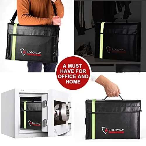 ROLOWAY Large Fireproof Document Bag 43cm (17 x 12 x 5.8 inches) | Water Resistant with Reflective Strip thumbnail 2