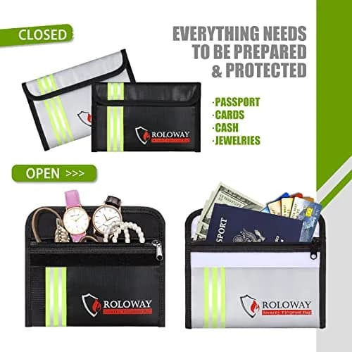 ROLOWAY Small Fireproof Bag 5 x 8 inches with Reflective Strip | Waterproof & UL94 V-0 Rated thumbnail 5