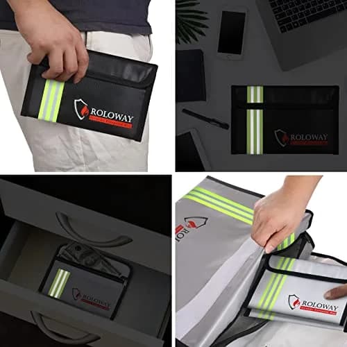 ROLOWAY Small Fireproof Bag 5 x 8 inches with Reflective Strip | Waterproof & UL94 V-0 Rated thumbnail 6