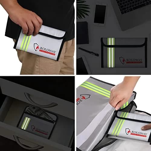 ROLOWAY Small Fireproof Bag 8 x 5 inch | Water & Fire Resistant Money Bag for Cash & Valuables thumbnail 6