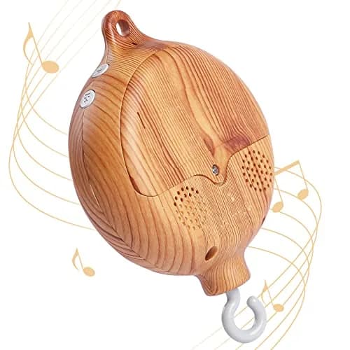 JETM·HH Baby Crib Mobile Musical Box with Rotating Hook - Imitation Wood - Plays 12 Tunes - Battery Operated (Without Arm) thumbnail 1