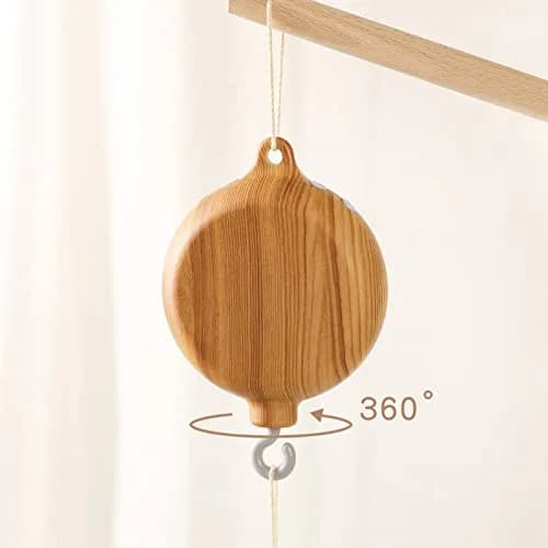 JETM·HH Baby Crib Mobile Musical Box with Rotating Hook - Imitation Wood - Plays 12 Tunes - Battery Operated (Without Arm) thumbnail 3