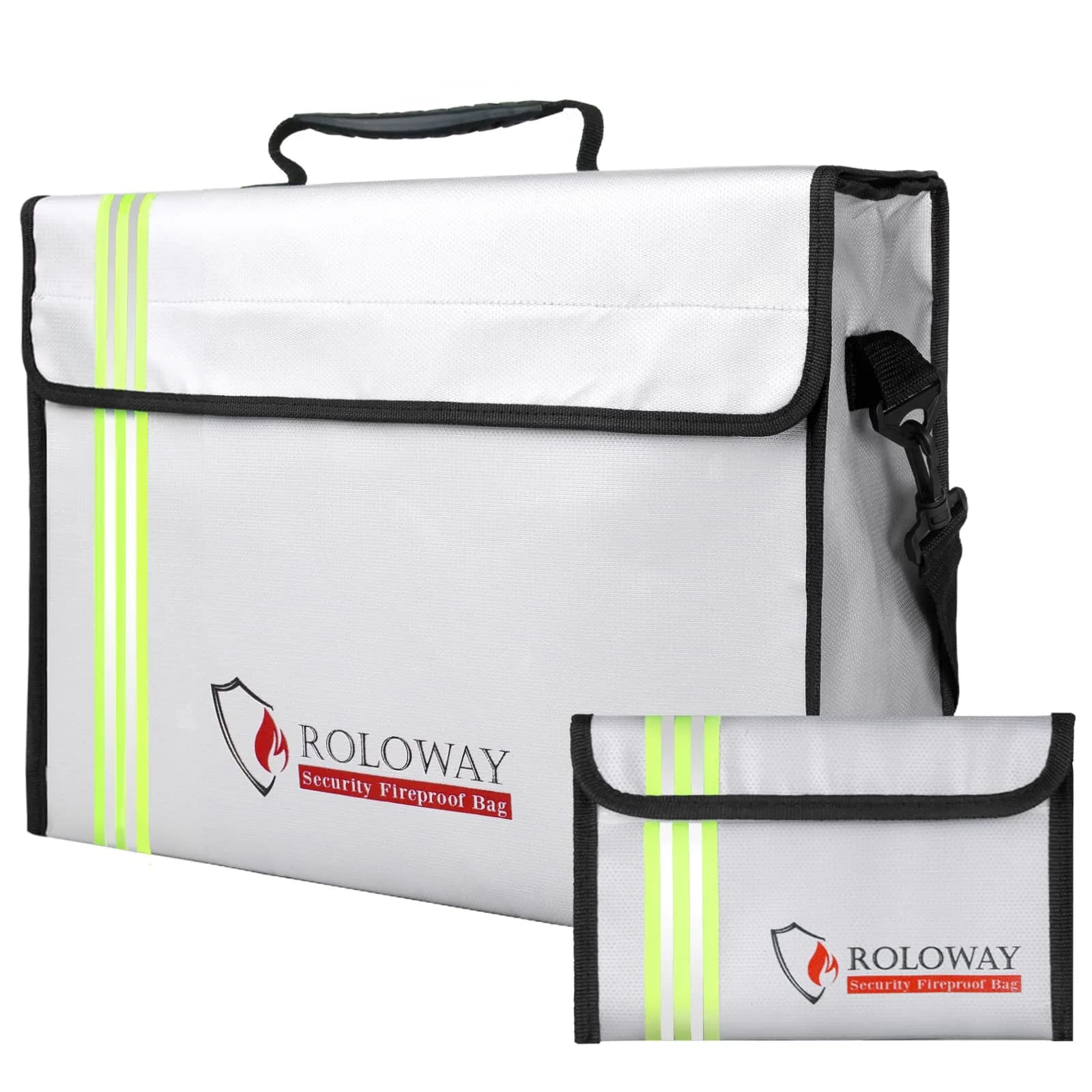 ROLOWAY Large Fireproof Document Bag 40.6 cm (15 inches) | Water Resistant, Reflective Strip, Quick Grab & Go - main product image