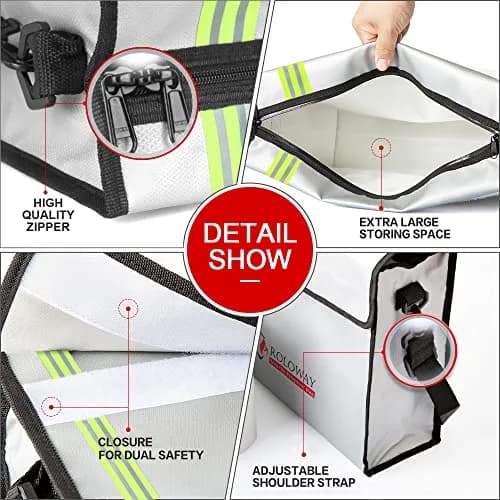 ROLOWAY Large Fireproof Document Bag 40.6 cm (15 inches) | Water Resistant, Reflective Strip, Quick Grab & Go thumbnail 6