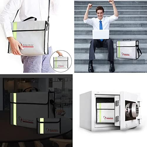 ROLOWAY Large Fireproof Document Bag 40.6 cm (15 inches) | Water Resistant, Reflective Strip, Quick Grab & Go thumbnail 2