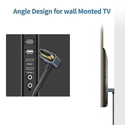 Twozoh HDMI Cable 3.3FT Downward Angled 90° | 4K@60Hz Support, Ultra Thin & Slim thumbnail 4