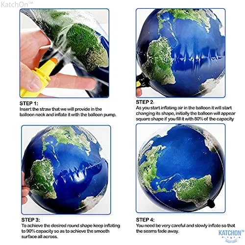 KatchOn Globe and Galaxy Balloons 22 Inch (55.88 cm) Pack of 6 | Helium Supported 4D Sphere Effect thumbnail 4