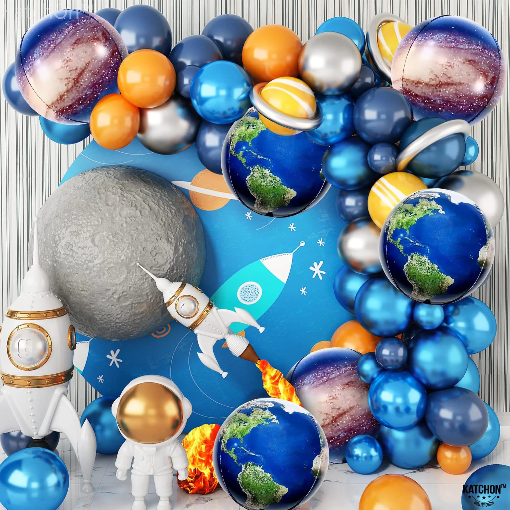 KatchOn Globe and Galaxy Balloons 22 Inch (55.88 cm) Pack of 6 | Helium Supported 4D Sphere Effect - view 5