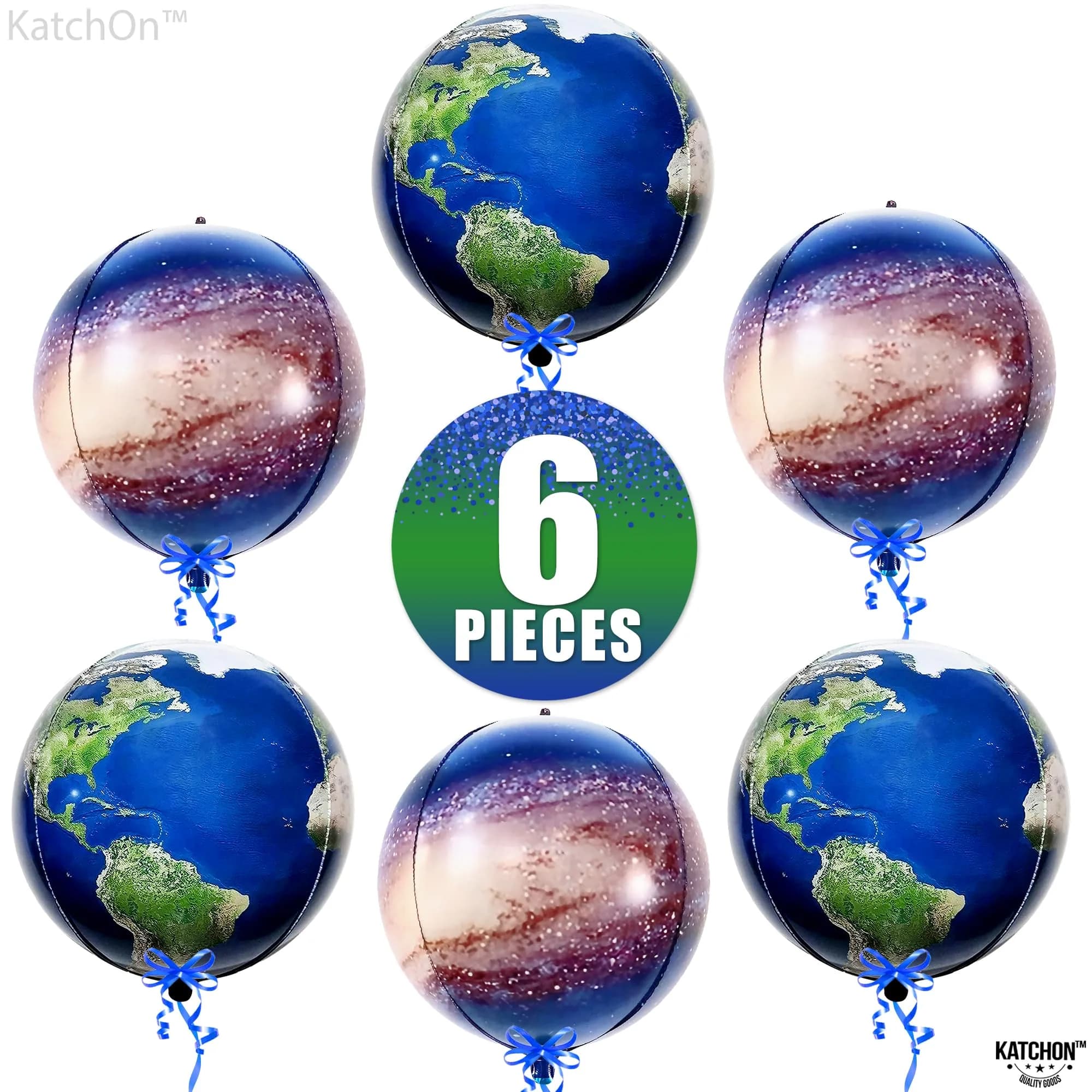 KatchOn Globe and Galaxy Balloons 22 Inch (55.88 cm) Pack of 6 | Helium Supported 4D Sphere Effect - view 6