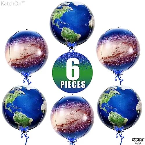 KatchOn Globe and Galaxy Balloons 22 Inch (55.88 cm) Pack of 6 | Helium Supported 4D Sphere Effect thumbnail 6