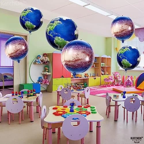 KatchOn Globe and Galaxy Balloons 22 Inch (55.88 cm) Pack of 6 | Helium Supported 4D Sphere Effect thumbnail 3