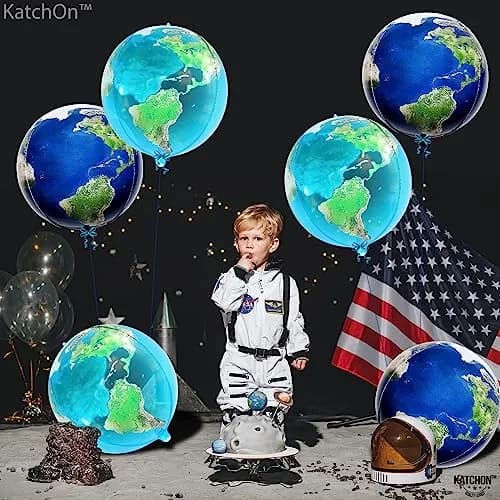 KatchOn 22 Inch Globe Balloons for Globe Decorations - Pack of 6 | Helium Supported Mylar Foil Balloons thumbnail 4