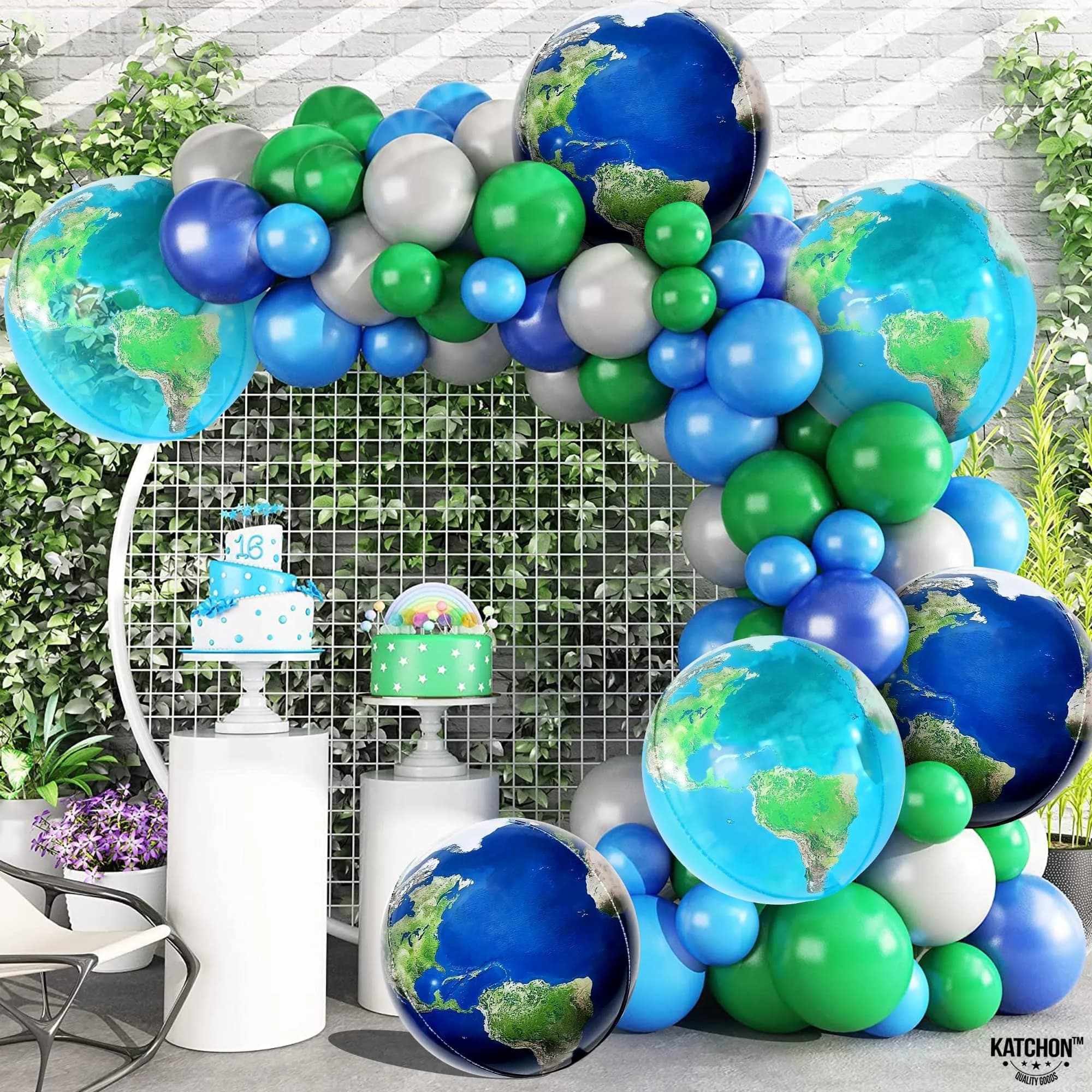 KatchOn 22 Inch Globe Balloons for Globe Decorations - Pack of 6 | Helium Supported Mylar Foil Balloons - view 5