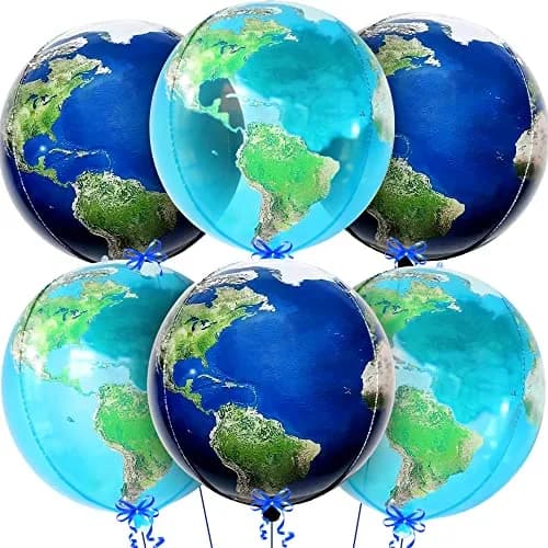 KatchOn 22 Inch Globe Balloons for Globe Decorations - Pack of 6 | Helium Supported Mylar Foil Balloons thumbnail 1