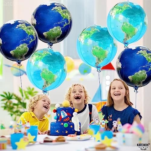 KatchOn 22 Inch Globe Balloons for Globe Decorations - Pack of 6 | Helium Supported Mylar Foil Balloons thumbnail 7