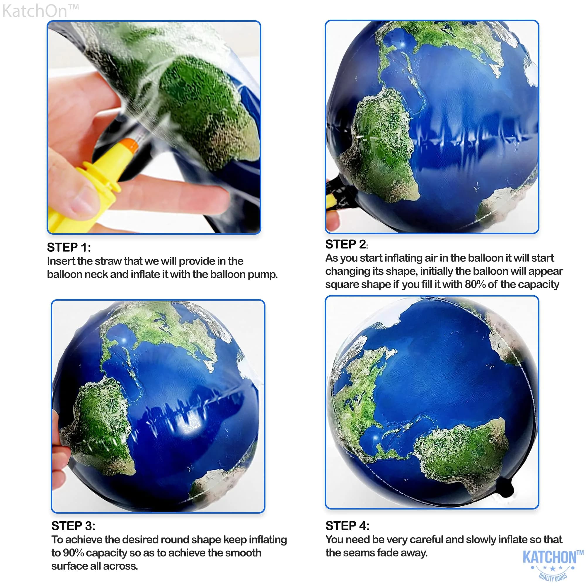 KatchOn 22 Inch Earth and Globe Balloons - Pack of 6, 360 Degree 4D World Decorations - view 3
