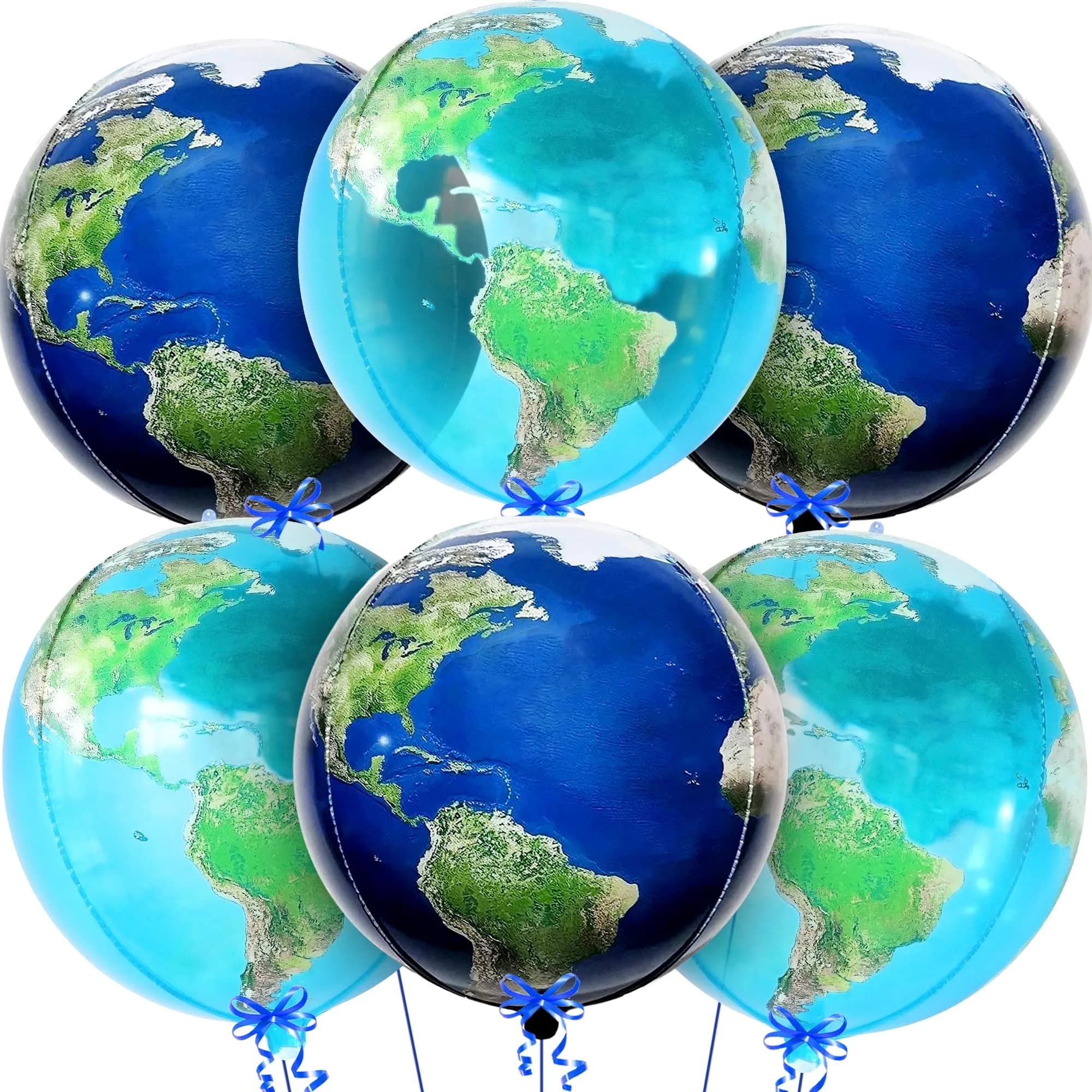 KatchOn 22 Inch Large Earth Balloons Set (6 Pieces) | 360 Degree 4D World Balloons — Earth and Globe