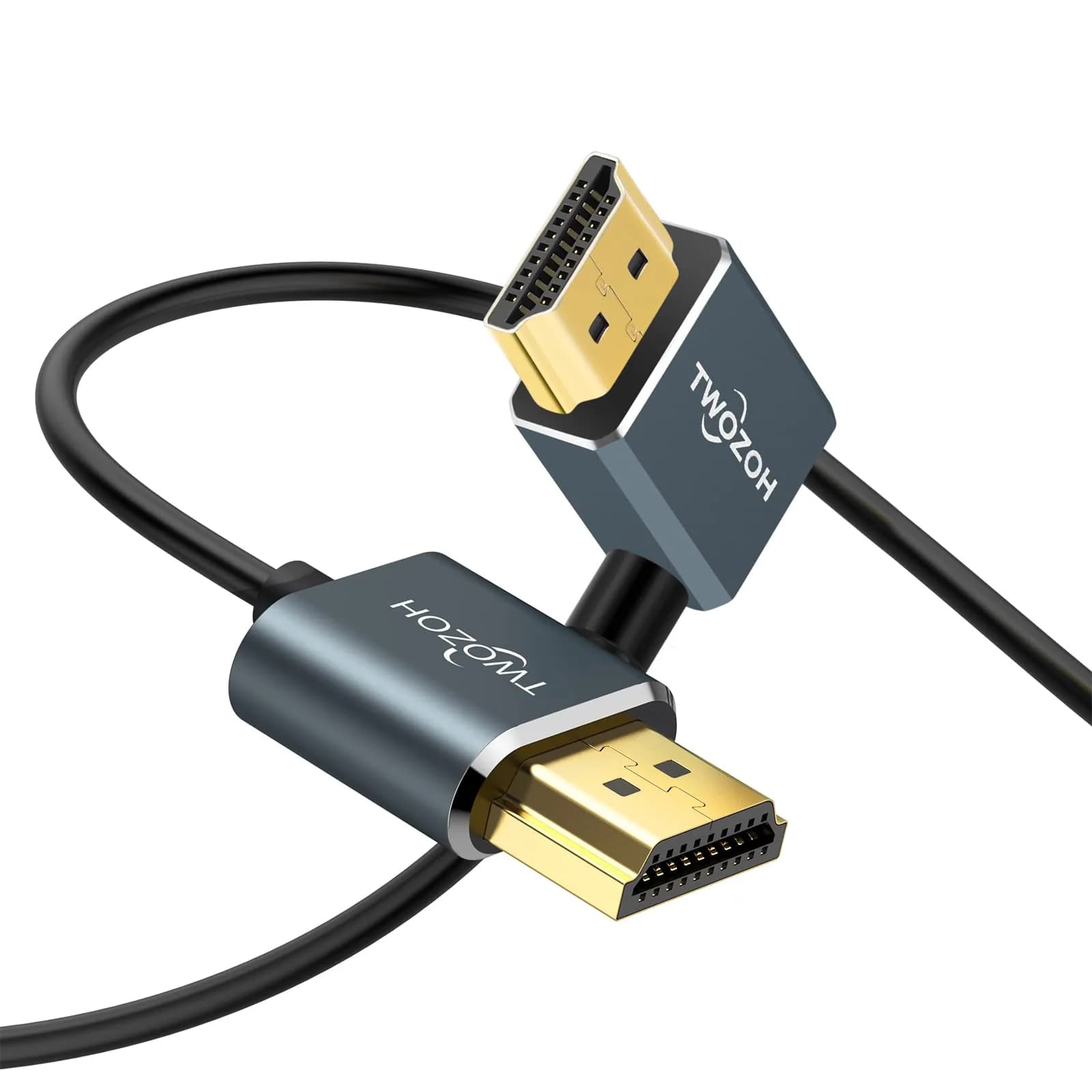 Twozoh Flexible HDMI to HDMI Cable Left Angled 90° 1FT | Supports 4K@60Hz & HDR — Left Angled 90°