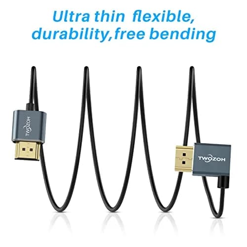 Twozoh Flexible HDMI to HDMI Cable Left Angled 90° 1FT | Supports 4K@60Hz & HDR thumbnail 2