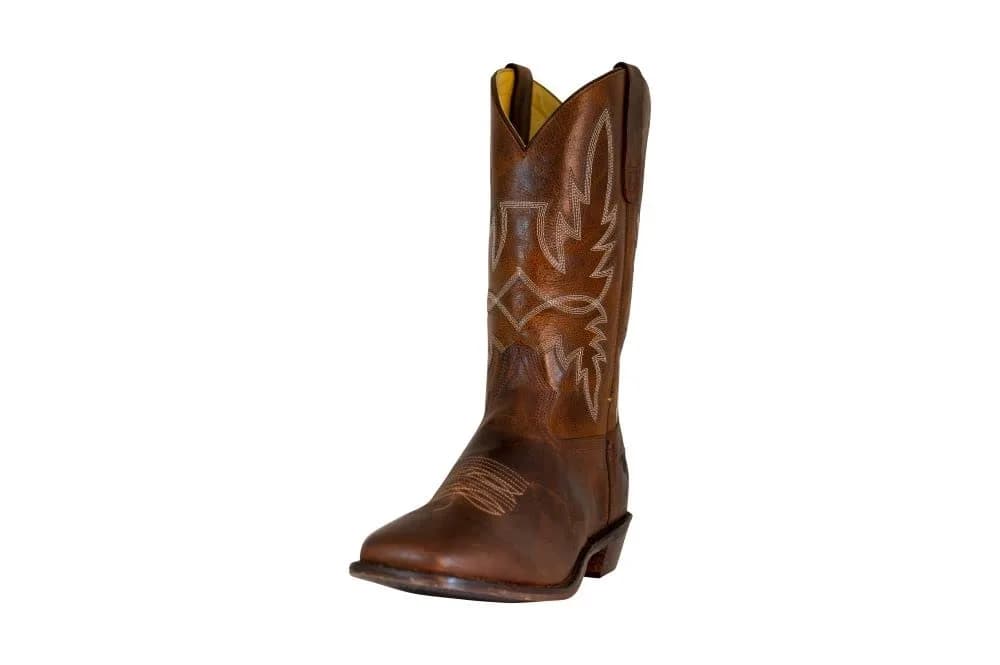 TuffRider Men’s Old Faithful Leather Embroidered Wide Square Toe Western Boot-Brown-15 | Durable Leather, Water-Resistant, Handmade Resin Sole - main product image