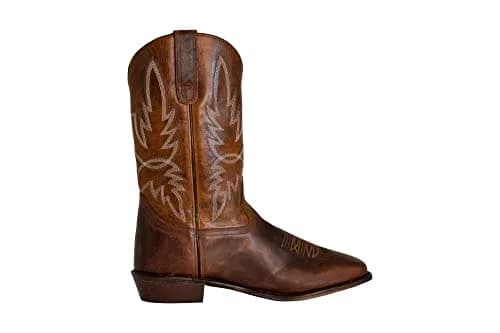 TuffRider Men’s Old Faithful Leather Embroidered Wide Square Toe Western Boot-Brown-15 | Durable Leather, Water-Resistant, Handmade Resin Sole thumbnail 4