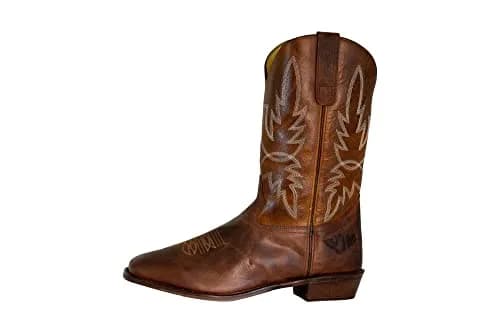TuffRider Men’s Old Faithful Leather Embroidered Wide Square Toe Western Boot-Brown-15 | Durable Leather, Water-Resistant, Handmade Resin Sole thumbnail 2
