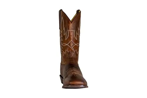 TuffRider Men’s Old Faithful Leather Embroidered Wide Square Toe Western Boot-Brown-15 | Durable Leather, Water-Resistant, Handmade Resin Sole thumbnail 3