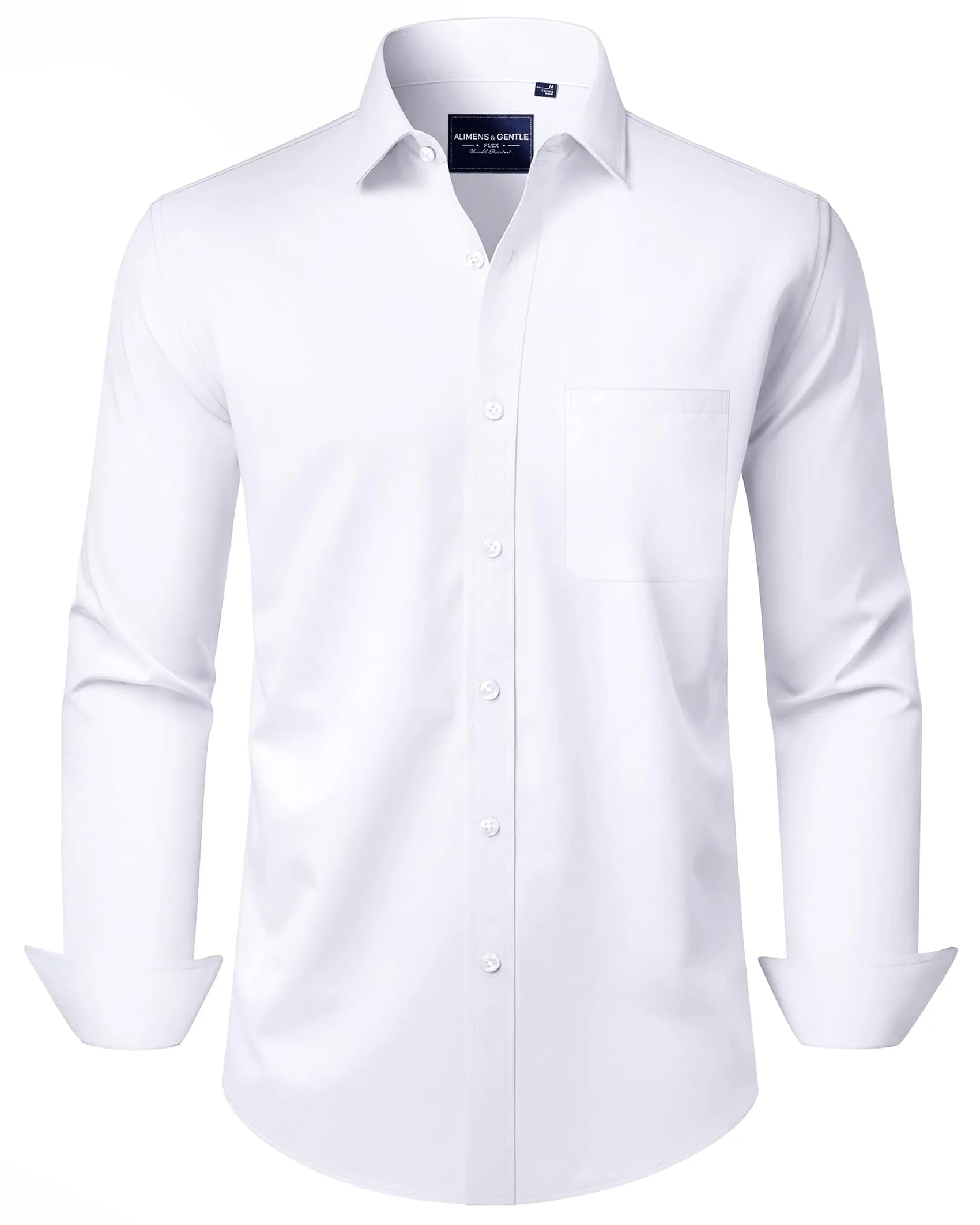 Alimens & Gentle White Men's Dress Shirt Regular Fit Long Sleeve | 100% Cotton Blend - main product image