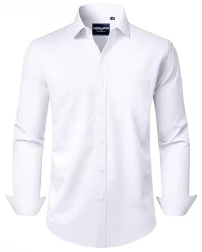Alimens & Gentle White Men's Dress Shirt Regular Fit Long Sleeve | 100% Cotton Blend thumbnail 1