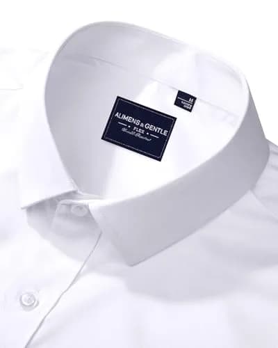 Alimens & Gentle White Men's Dress Shirt Regular Fit Long Sleeve | 100% Cotton Blend thumbnail 3