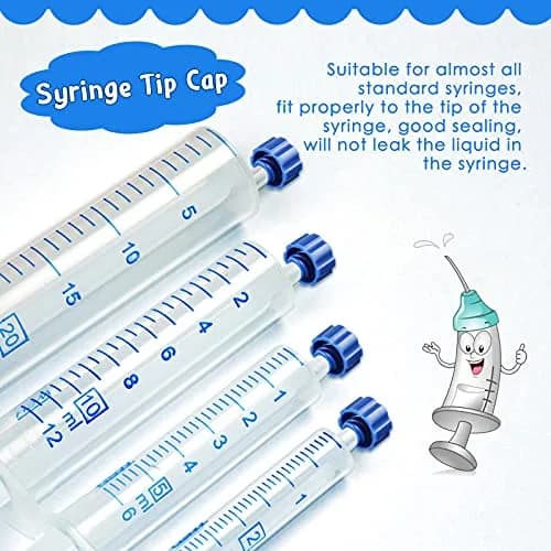Tenare Syringe Tip Caps No Needle, Blue | 300 Pieces, Reusable, Snug Fit, Leak-Proof thumbnail 4