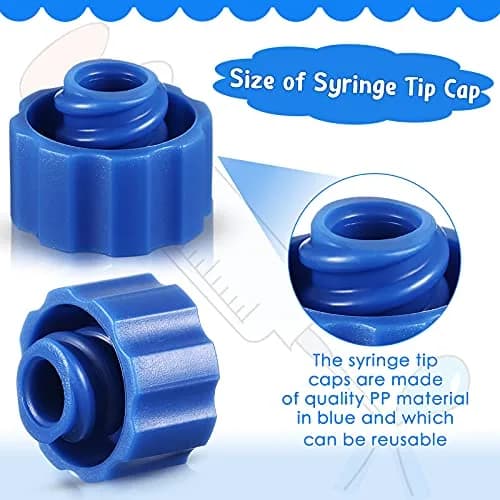 Tenare Syringe Tip Caps No Needle, Blue | 300 Pieces, Reusable, Snug Fit, Leak-Proof thumbnail 3