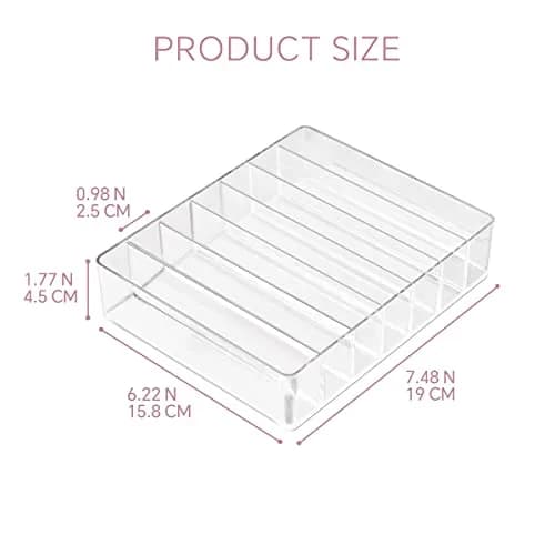 WECHENG Clear Plastic Acrylic Makeup Organizer for Makeup Palette Organizer | 7 Compartments, Large Capacity, Transparent thumbnail 2