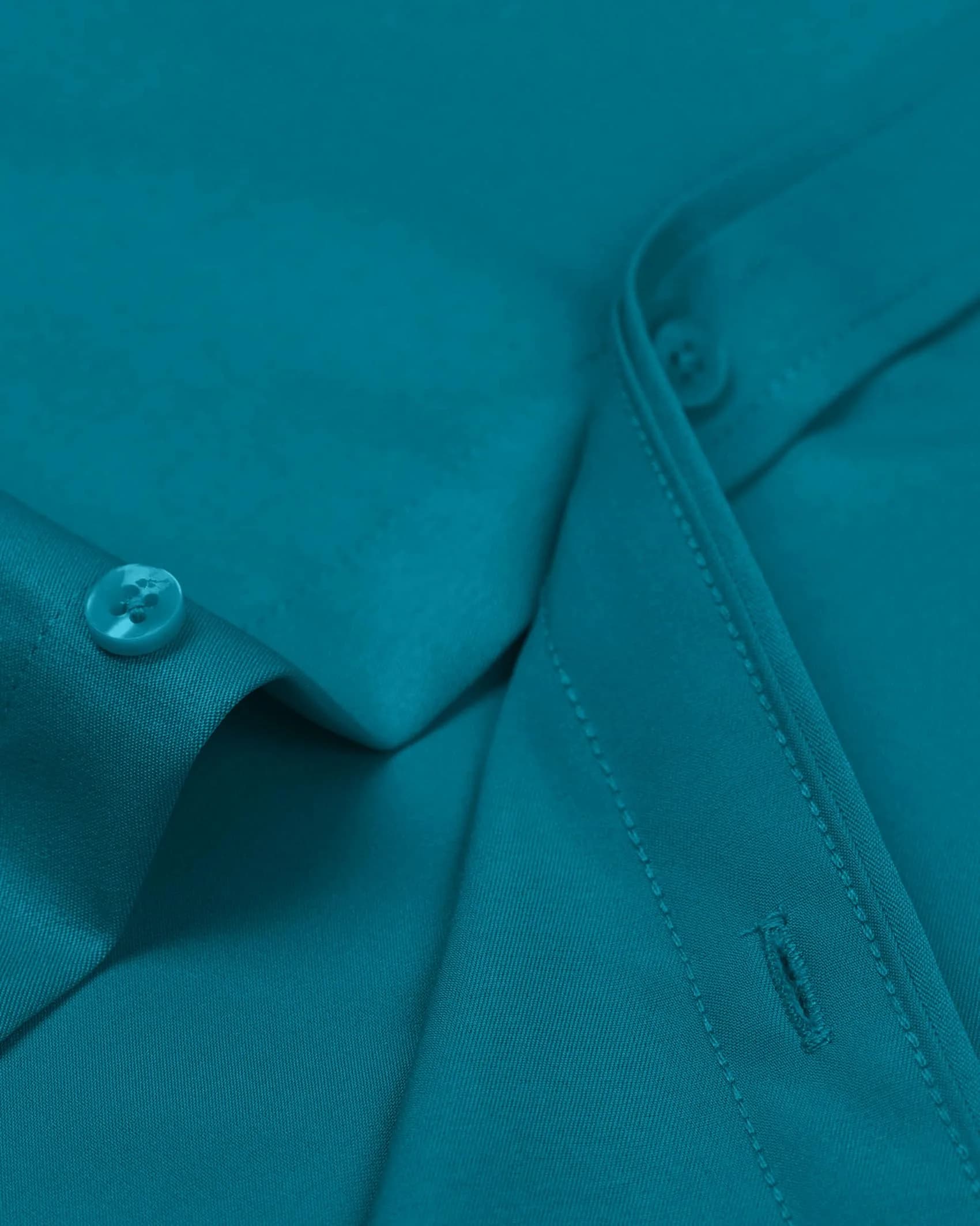 Alimens & Gentle Teal Long Sleeve Wrinkle Free Button Down Shirt with Pocket | XX-Large (XXL) Regular Fit thumbnail 5