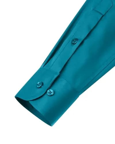 Alimens & Gentle Teal Long Sleeve Wrinkle Free Button Down Shirt with Pocket | XX-Large (XXL) Regular Fit thumbnail 7