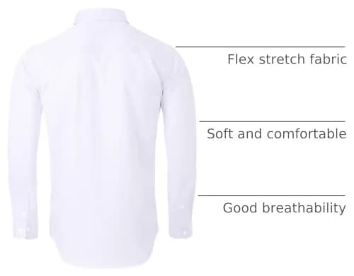 Alimens & Gentle White Button Down Shirt Men Regular Fit Long Sleeve Stretch Dress Shirt XL | Business Formal thumbnail 4