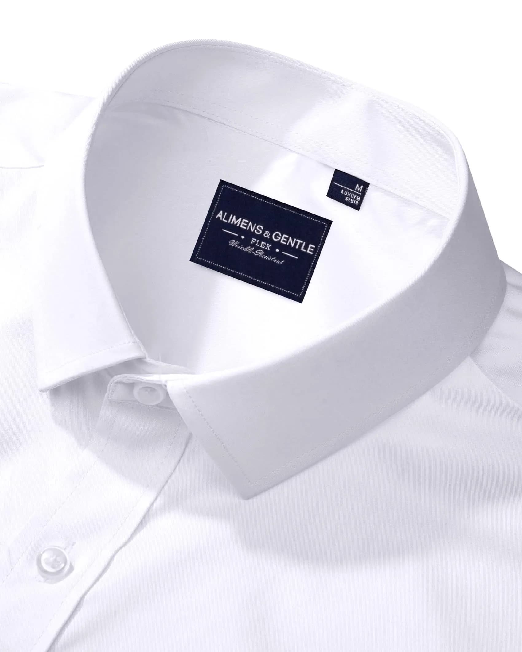 Alimens & Gentle White Button Down Shirt Men Regular Fit Long Sleeve Stretch Dress Shirt XL | Business Formal thumbnail 3