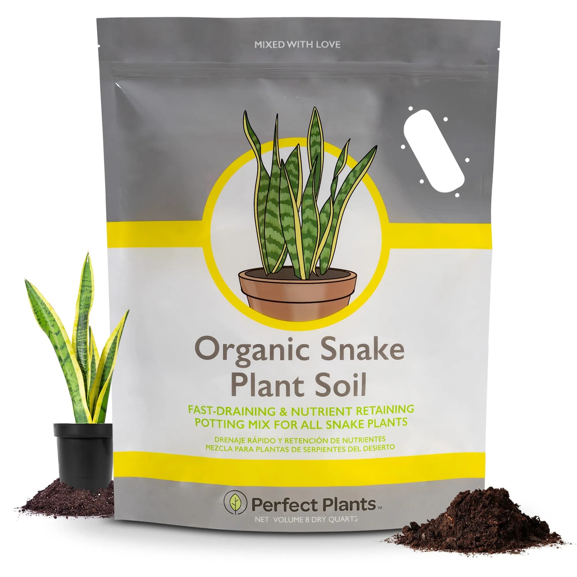 Perfect Plants Snake Plant Soil, 8 qt | Fast Drainage & All-Natural Materials