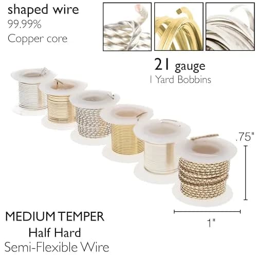 The Beadsmith Craft Wire Assortment - Tarnish-Resistant Copper Wire for Jewelry Making, 21 Gauge, 6-Pack, 12 Yds Total | Medium Temper Wire for Crafts thumbnail 3