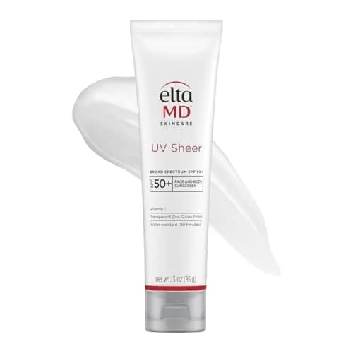 EltaMD UV Sheer Sunscreen SPF 50+ - Face & Body, Oil-Free, No White Cast, Zinc Oxide Formula, 85g (3 oz) | Hydrating — Single
