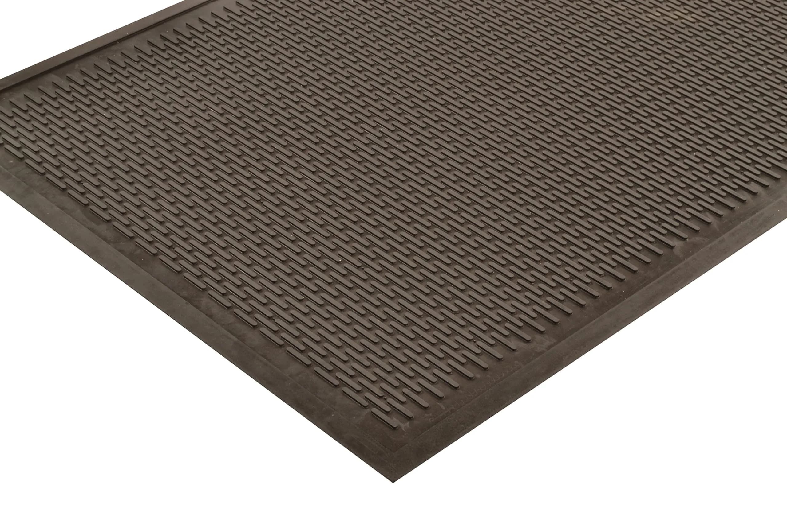 Notrax Soil Guard™ Rubber Scraper Entrance Mat 4' x 6' | Heavy-Duty Weatherproof Rubber Mat — Black