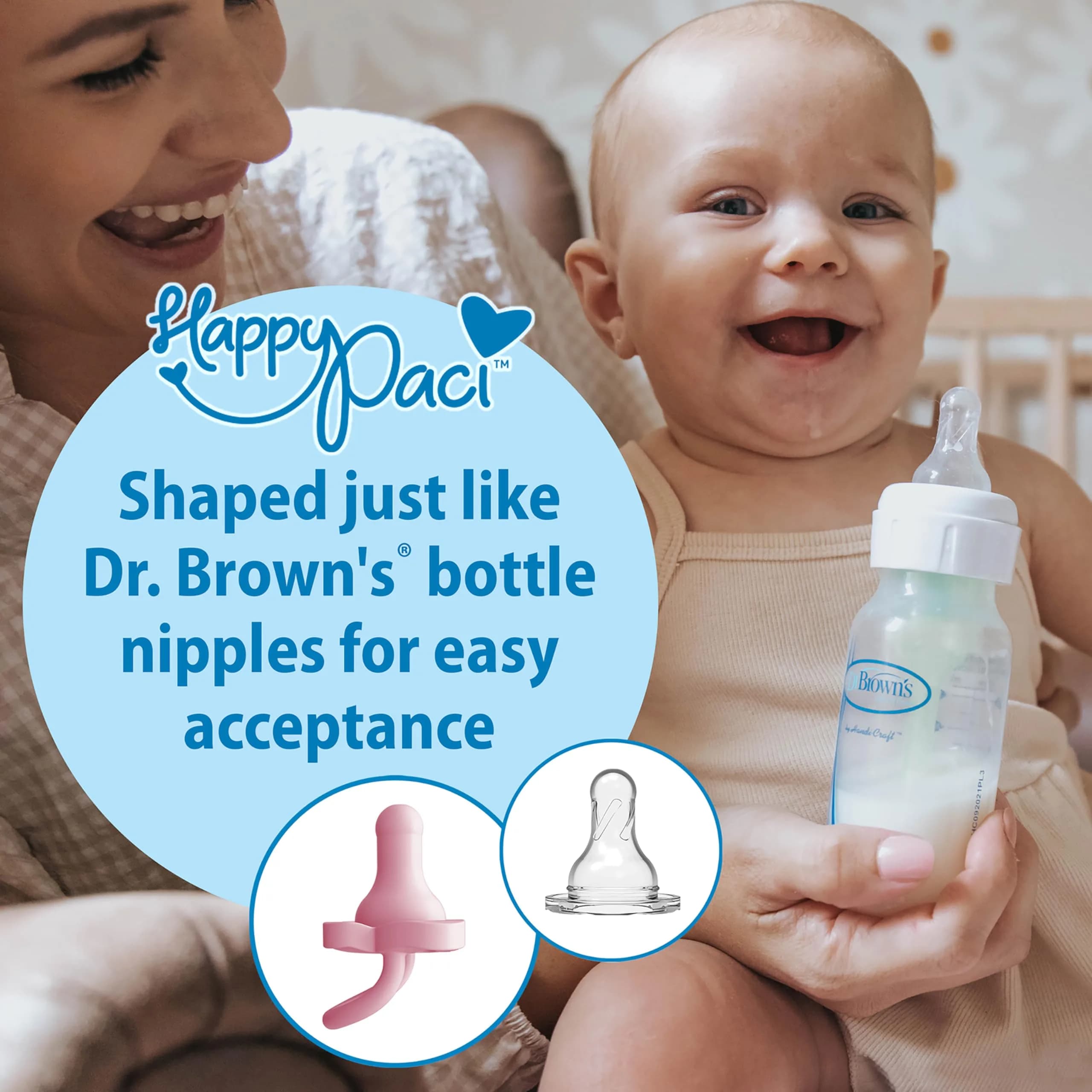 Dr. Brown's HappyPaci Silicone Baby Pacifier 0-6m | BPA-Free, Contoured Shield, 3-Pack - view 3